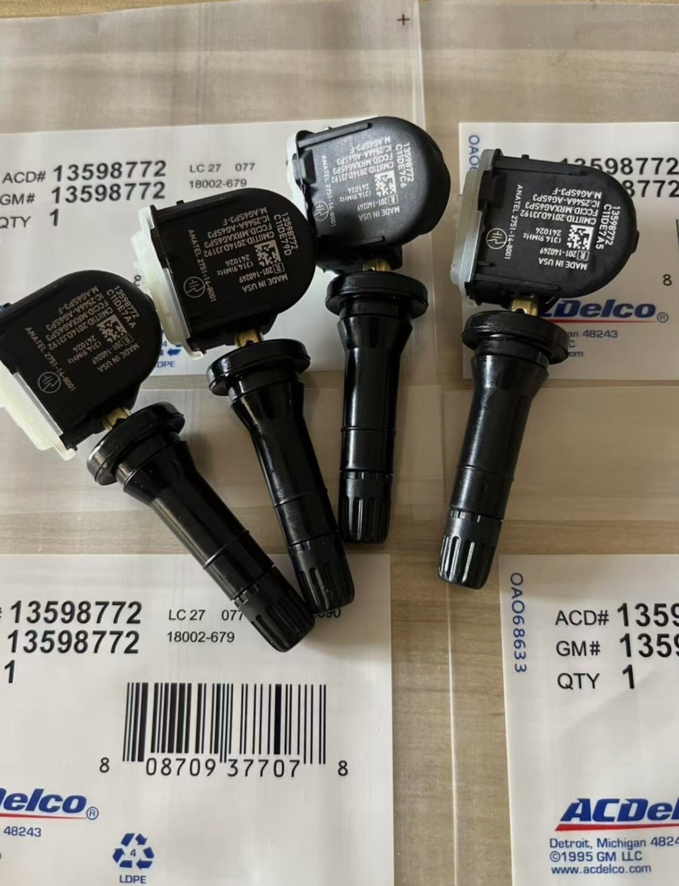 ACDelco 13598772 TPMS GM Tire Pressure Monitor Sensors (4 pcs)