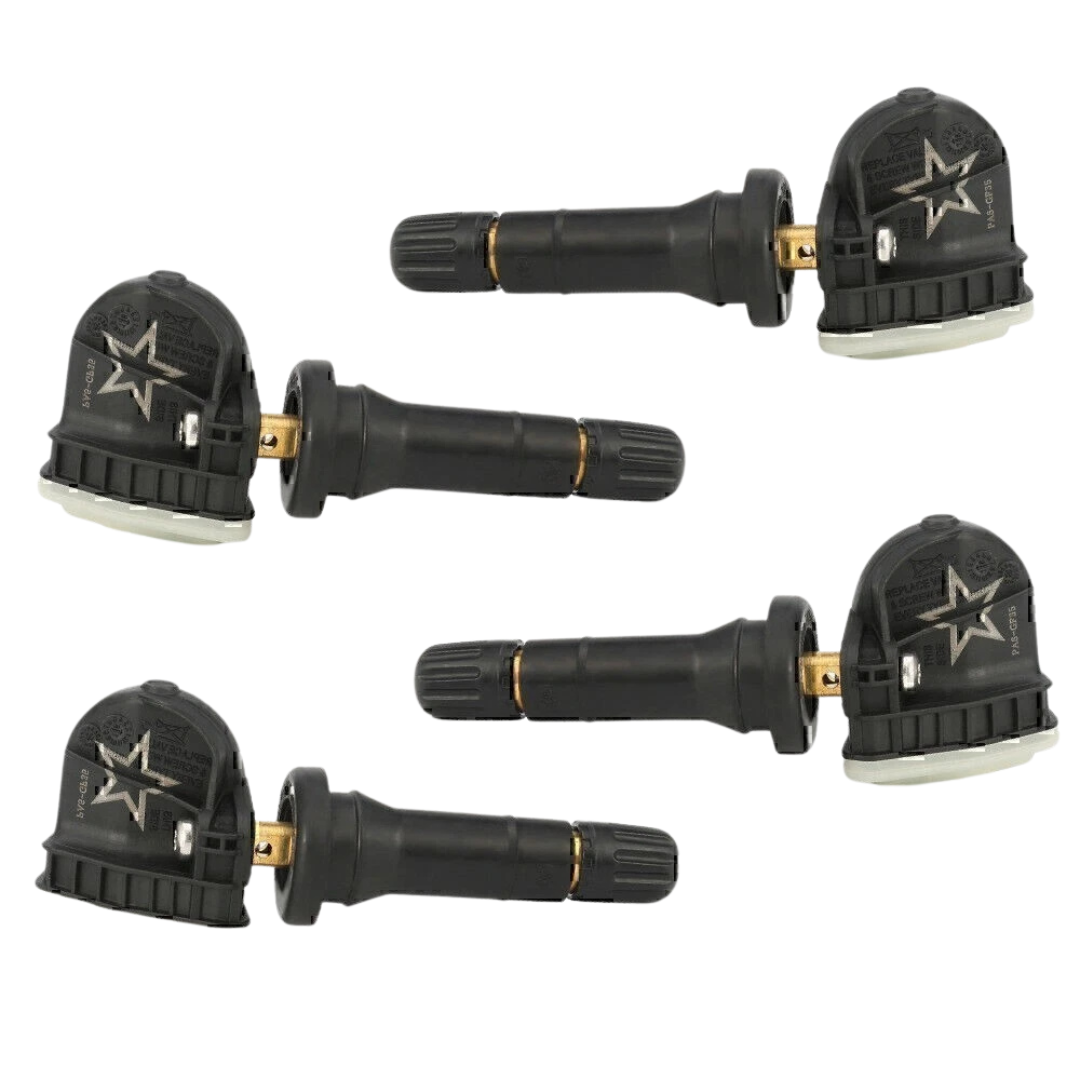 Set of four 13598772 black tire pressure monitoring system (TPMS) sensors