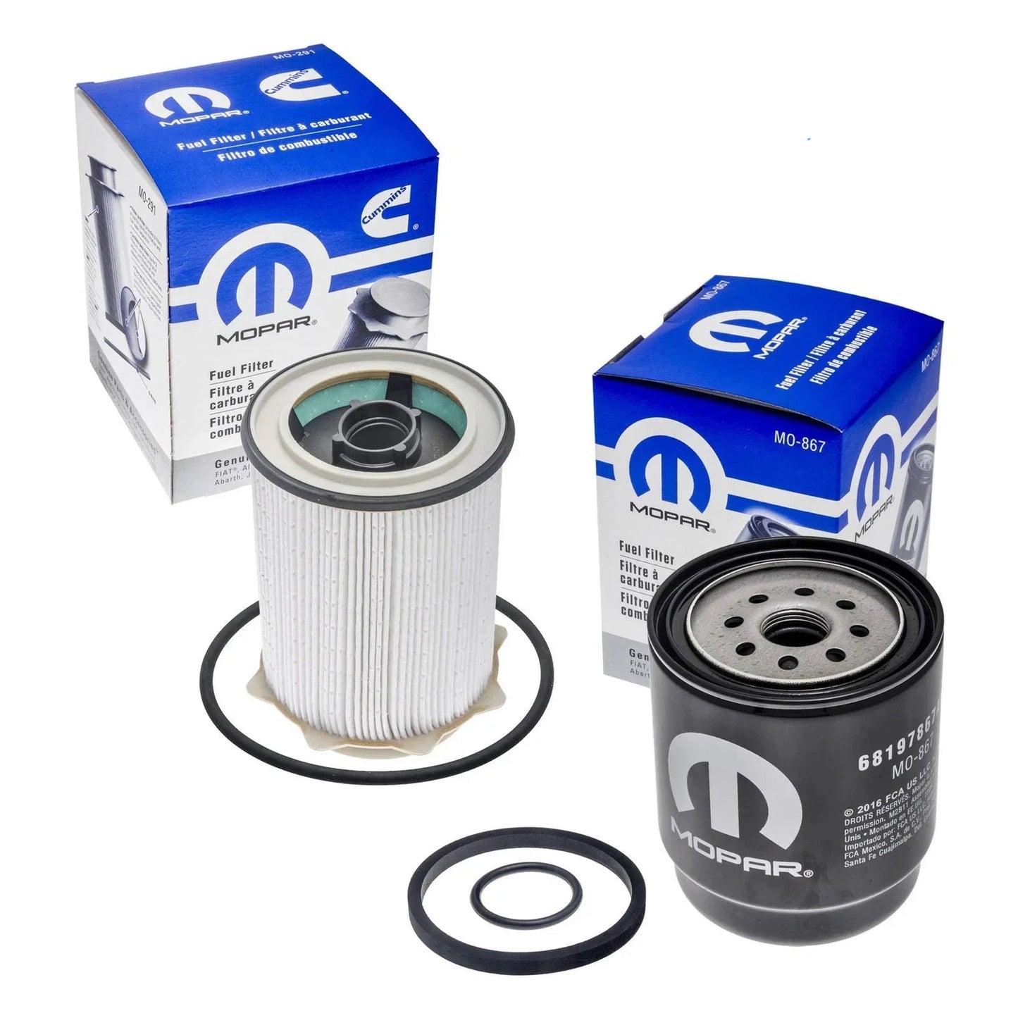 Mopar Oil Fuel Filter Set 68197867AB, 68157291AA (MO-867, MO-291) 6.7L Cummins for 2013-2018 Dodge Ram 2500-5500