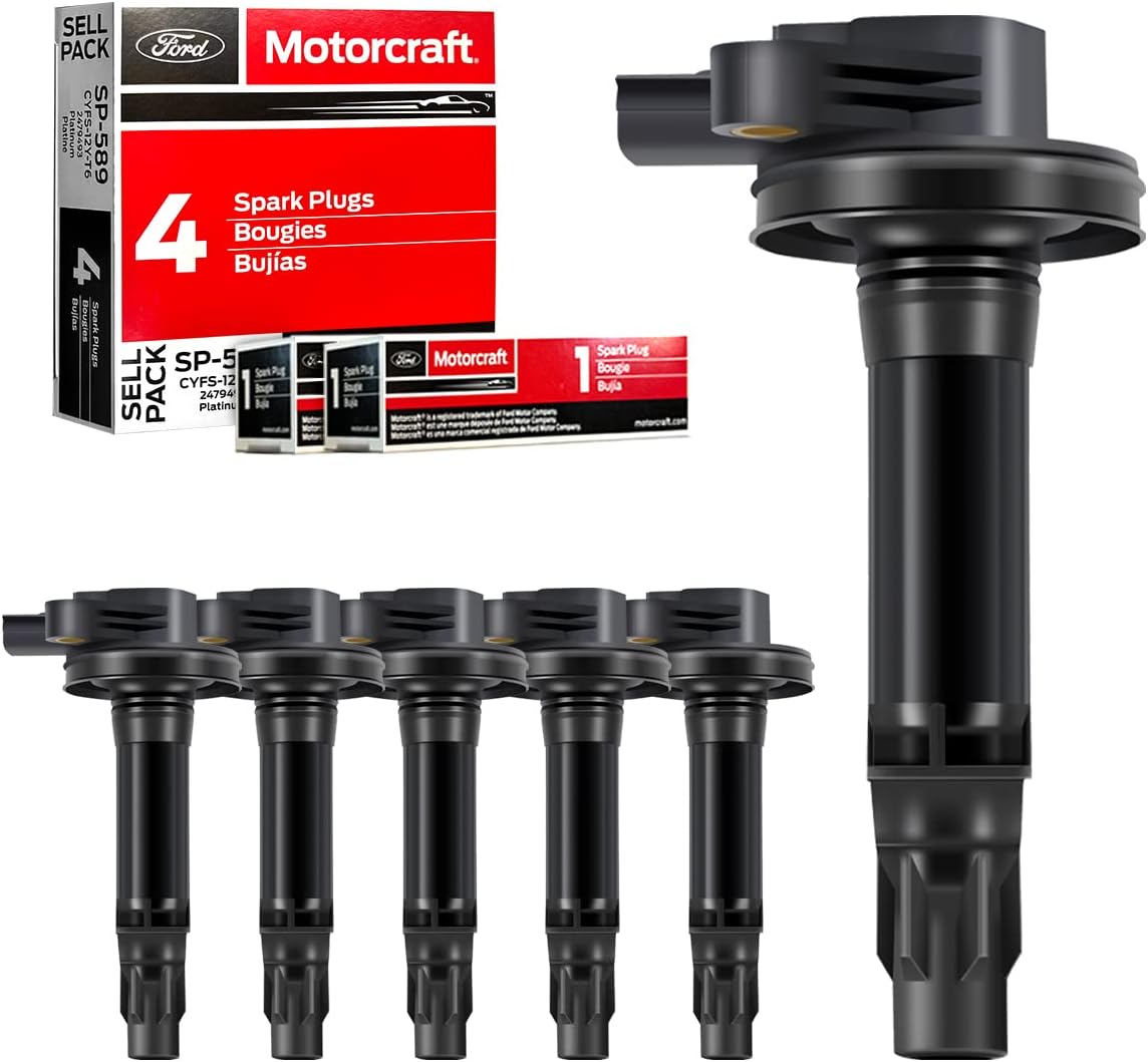 Motorcraft Platinum Spark Plug SP520 and DG520 Ignition Coils (Pack of 6)